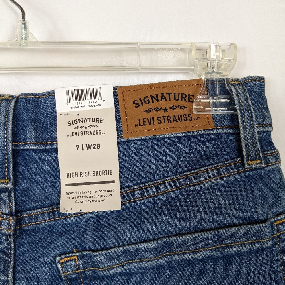 Levi's High Rise Shortie Denim Blue Jean Shorts Distressed Cut Off Juniors Sz 7 - Picture 7 of 9